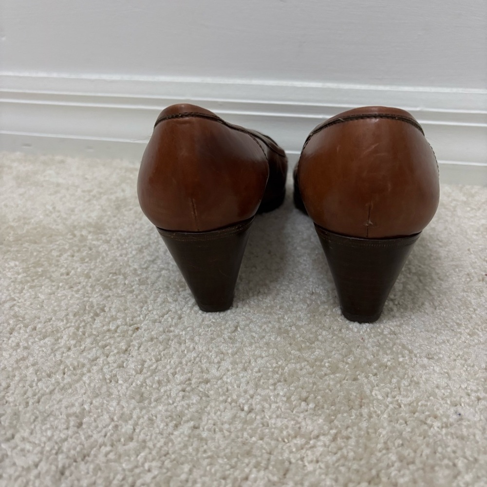 Vintage Bruno Magli Italian Leather Heeled Loafers Brown Womens size 7.5 Python - Picture 8 of 10